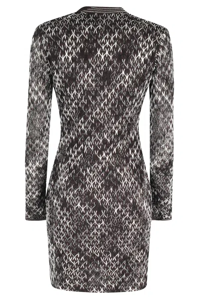 Missoni Fitted Dark Brown Mini Dress In Multi