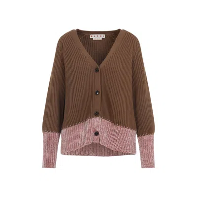 Marni Cardigan With "color Block" Pattern In Brown