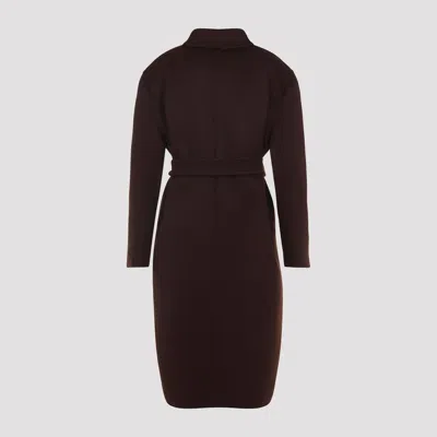 Gucci Brown Reversible Double-breasted Coat With Notched Revers And Belt In Wool Woman In Brown