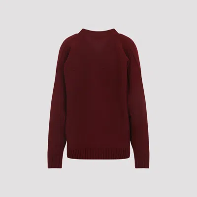 Gucci Women Bordeaux V-neck Cardigan With Metal Clamps On The Front In Wool And Cashmere Blend Woman In Brown