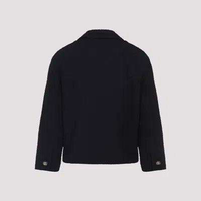 Gucci Double-breasted Wool Jacket Featuring Pockets In Black
