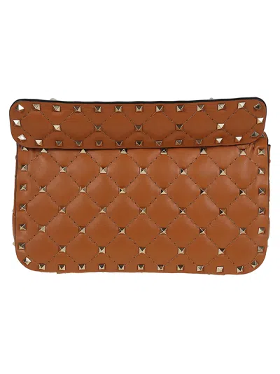 Valentino Garavani Valentino Small Shoulder Bag Rockstud Spike In Nutmeg