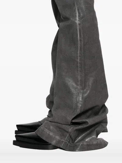 Rick Owens Drkshdw High-waisted Flared Trousers Featuring Pockets In Gray