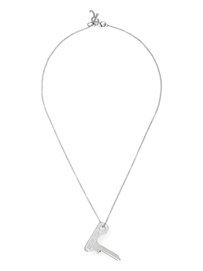 Raf Simons Small Key On Hanger Necklace In Metallic