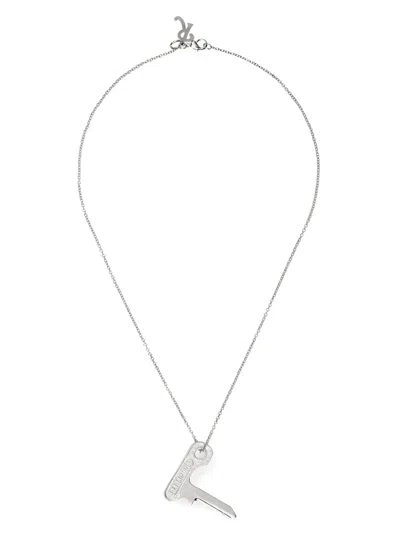 Raf Simons Small Key On Hanger Necklace In Metallic