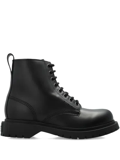 Givenchy Chunky Sole Leather Ankle Boots With Pull Tab In Black