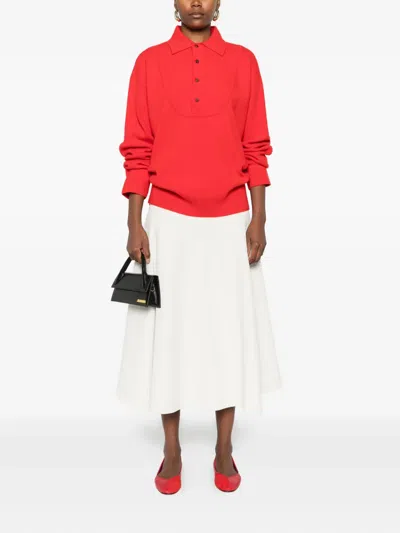 Jacquemus Balloon Wool And Cashmere Polo Sweater In Red