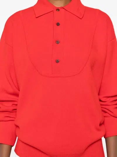 Jacquemus Balloon Wool And Cashmere Polo Sweater In Red