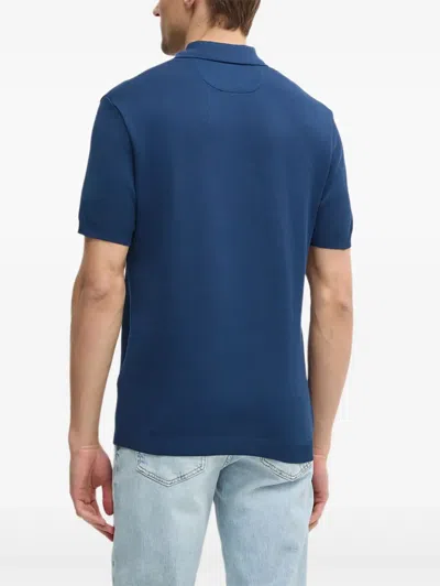 Hackett Short-sleeve Button Polo Shirt In Blue