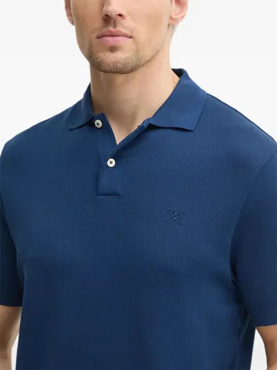 Hackett Short-sleeve Button Polo Shirt In Blue