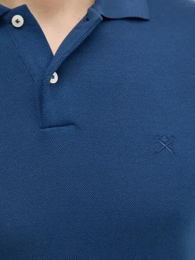 Hackett Short-sleeve Button Polo Shirt In Blue