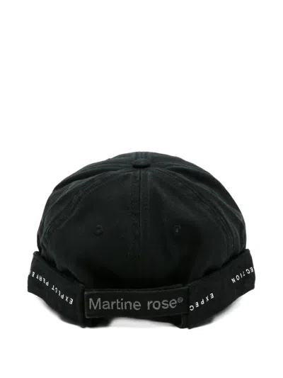 Martine Rose Roll Back Distressed Embroidered Adjustable Baseball Cap In Black