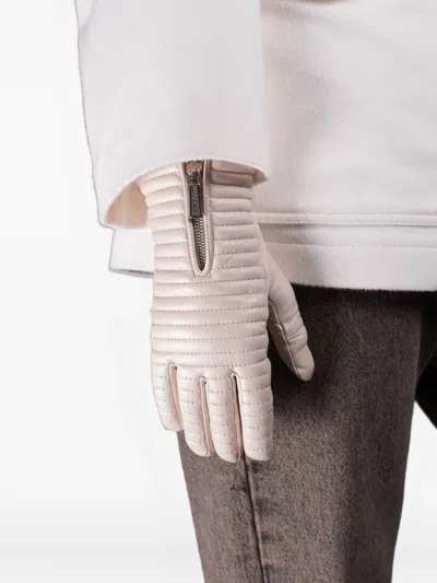Moorer Guanto Quilted Zip-fastening Gloves In Pink