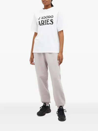 Aries Logo-print Cotton Sweatpants In Neutral