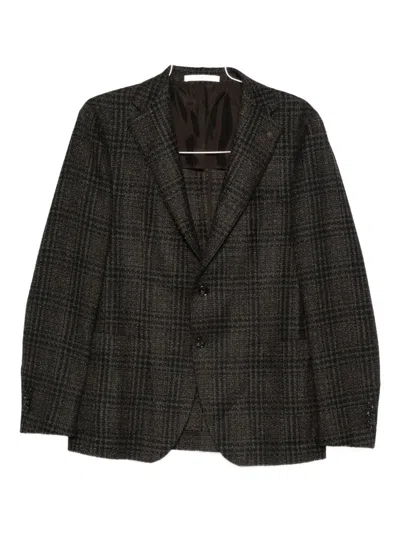 Tagliatore Check Patterned Single-breasted Blazer In Brown