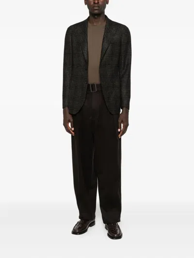 Tagliatore Check Patterned Single-breasted Blazer In Brown