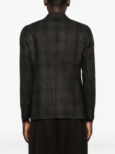 Tagliatore Check Patterned Single-breasted Blazer In Brown