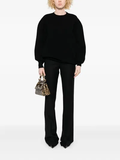 Tom Ford Sharp Herringbone Tailored Straight Leg Trousers In Black