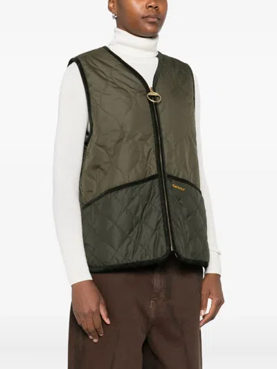 Barbour Two-tone Quilted Sleeveless Vest In Green