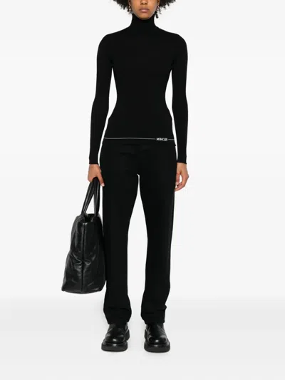 Moncler Fitted Turtleneck Knitwear Long Sleeves In Black