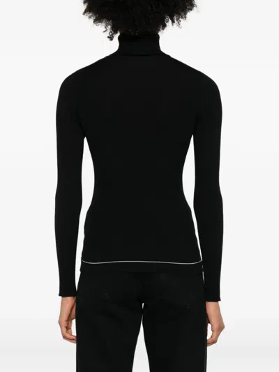 Moncler Fitted Turtleneck Knitwear Long Sleeves In Black