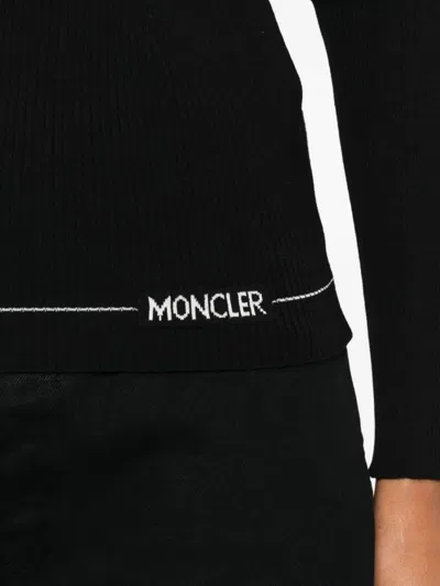 Moncler Fitted Turtleneck Knitwear Long Sleeves In Black
