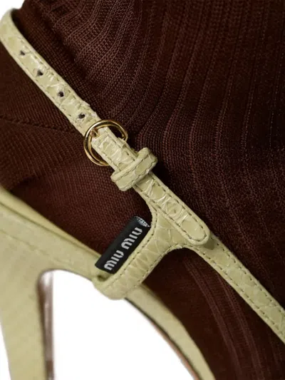 Miu Miu Ayers Slingback Sandals In Green