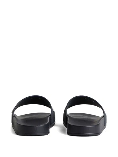 Dsquared2 Navy Blue Polyurethane Slippers With Minimalist Design And Leather Sole In Blue