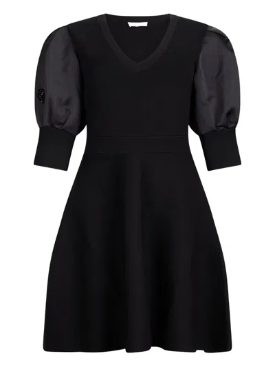 Liu •jo Embellished Puff-sleeve Dress In Black