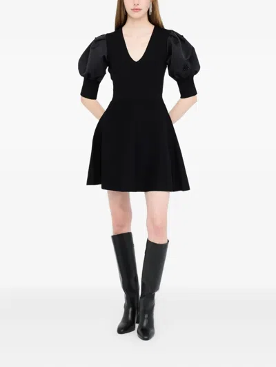 Liu •jo Embellished Puff-sleeve Dress In Black