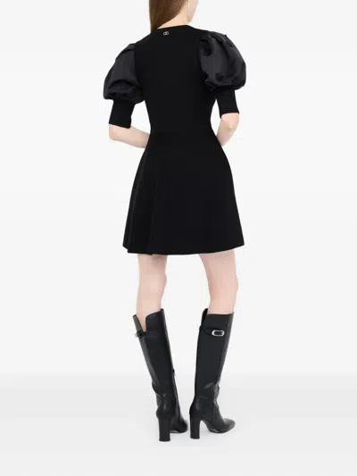 Liu •jo Embellished Puff-sleeve Dress In Black