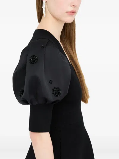 Liu •jo Embellished Puff-sleeve Dress In Black