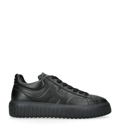 Hogan Monochromatic Low-top Sneakers With Ridged Rubber Sole In Black