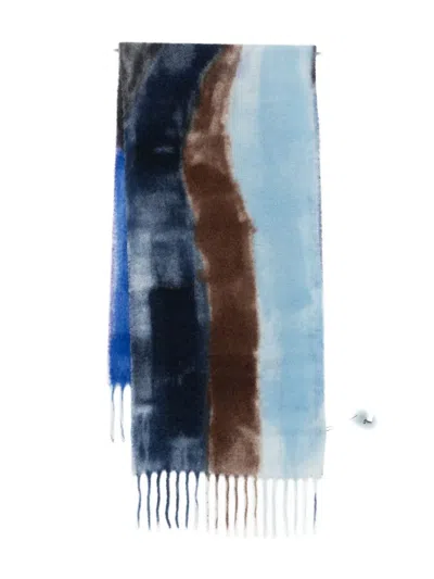 Altea Abstract-print Fringed Scarf In Blue