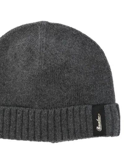 Borsalino Green City Textured Beanie In Gray