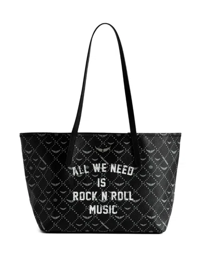 Zadig & Voltaire Z Monogram Rock-n-roll Tote Bag In Black