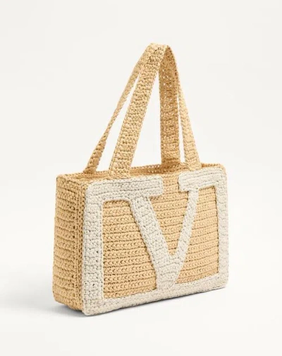 Valentino Garavani Viva Superstar Medium Shopping Bag In Raffia In Brown