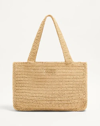 Valentino Garavani Viva Superstar Medium Shopping Bag In Raffia In Brown