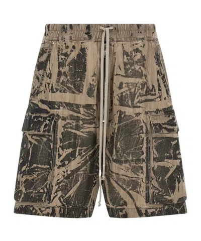 Rick Owens Drkshdw Cargo Style Bermuda Shorts All Over Print In Brown