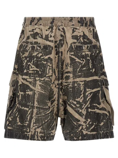 Rick Owens Drkshdw Cargo Style Bermuda Shorts All Over Print In Brown