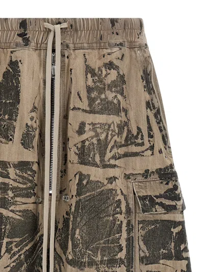 Rick Owens Drkshdw Cargo Style Bermuda Shorts All Over Print In Brown