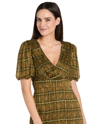 R & M Richards 4157 Long Formal Ruffle Maxi Dress In Green