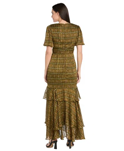 R & M Richards 4157 Long Formal Ruffle Maxi Dress In Green