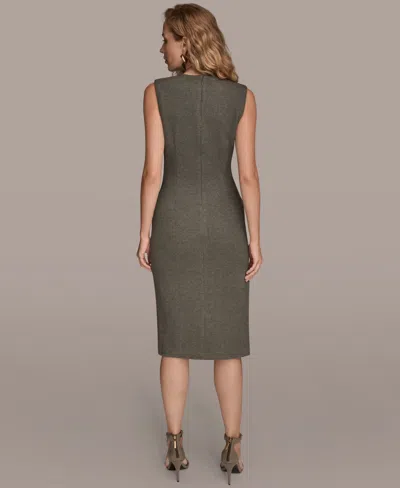 Donna Karan Women'sâ Sleeveless Faux Wrap Midi Sheath Dress In Gray