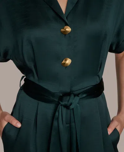 Donna Karan Women's Satin Wide Leg Jumpsuit In Green