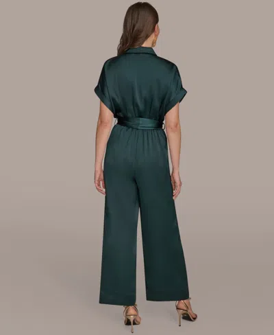 Donna Karan Women's Satin Wide Leg Jumpsuit In Green