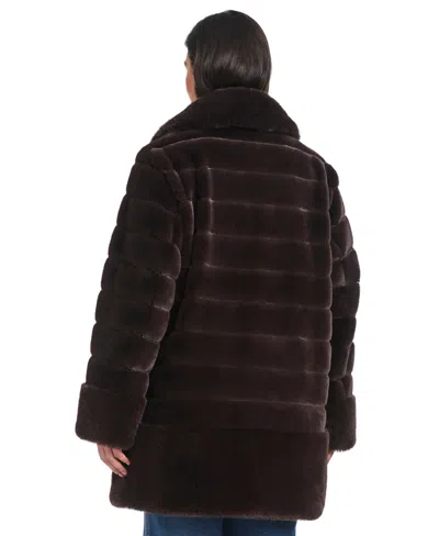 Jones New York Plus Size Faux-fur Notched-collar Coat In Brown