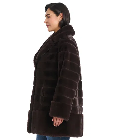 Jones New York Plus Size Faux-fur Notched-collar Coat In Brown