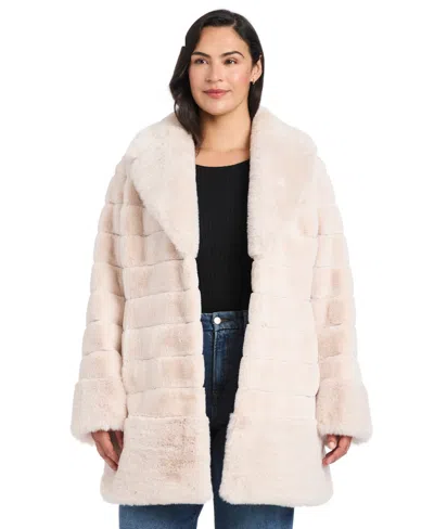 Jones New York Plus Size Faux-fur Notched-collar Coat In Neutral