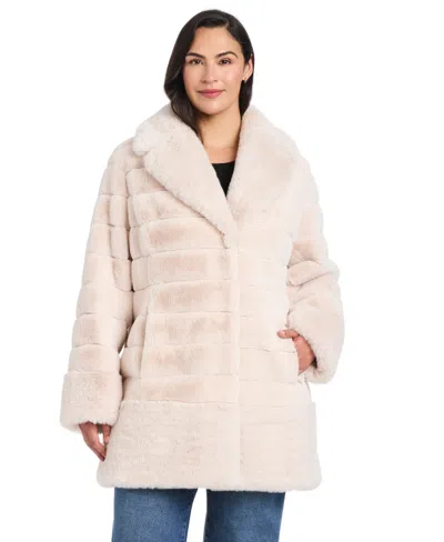 Jones New York Plus Size Faux-fur Notched-collar Coat In Neutral